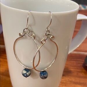 Chic Silver Earrings with Blue Accents